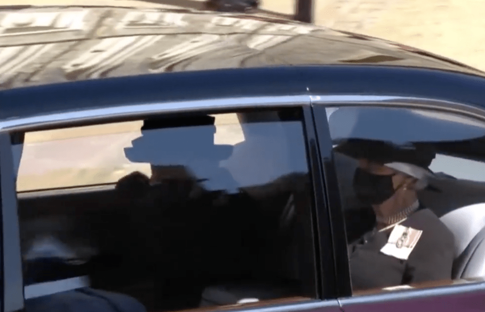 Lady Susan and the Queen in the State Bentley ahead of Prince Philip's funeral