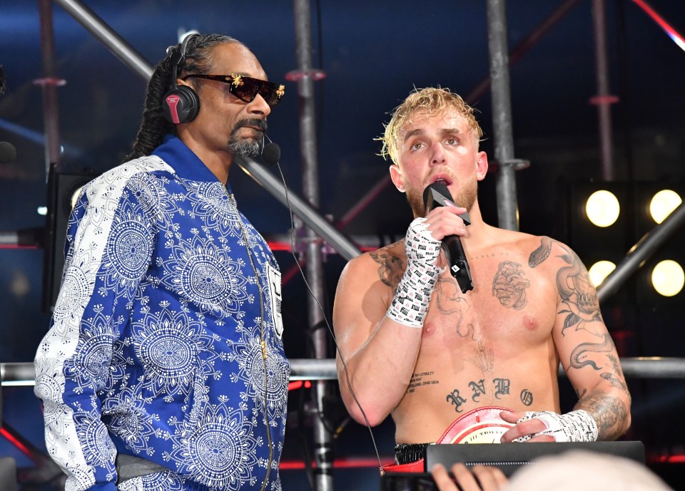 Snoop Dogg pictured wit Jake Paul after the fight