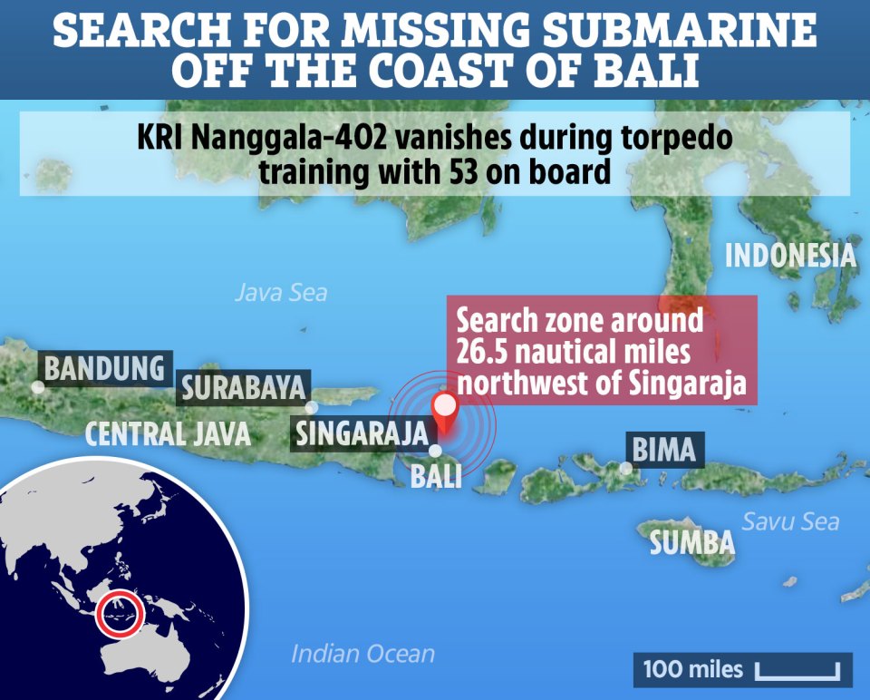 The submarine went missing near Bali