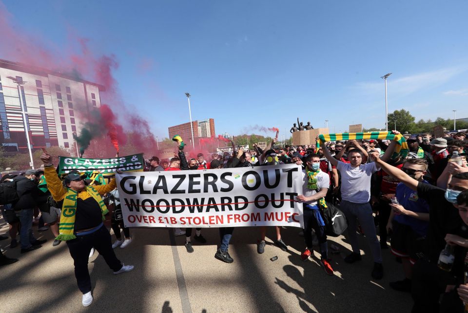 Hundreds also demonstrated outside of Old Trafford