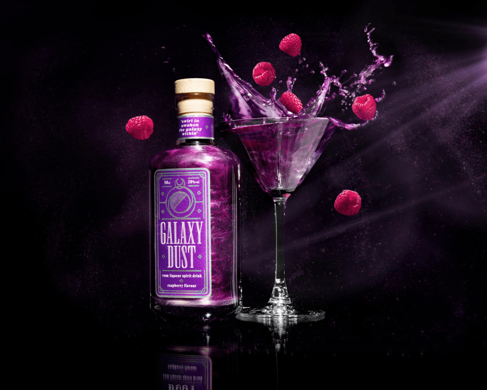 You can pair your Galaxy Dust Rum with lemonade for a classic raspberry spritz or make The Hitchhiker's Guide to the Daiquiri