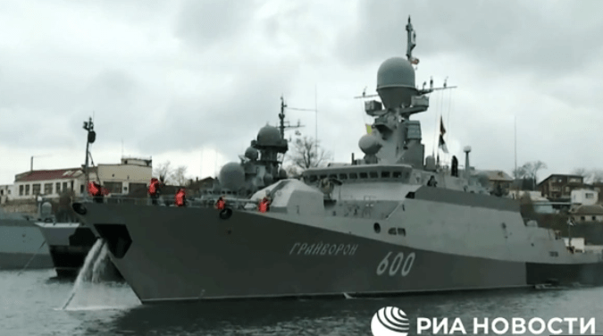 State-backed media have shown Black Sea fleet manoeuvres