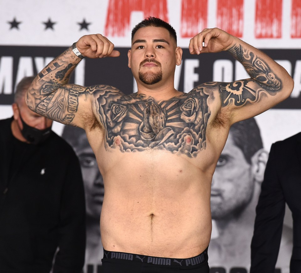 Andy Ruiz Jr showed off his new slimmed-down figure at Friday's weigh-in