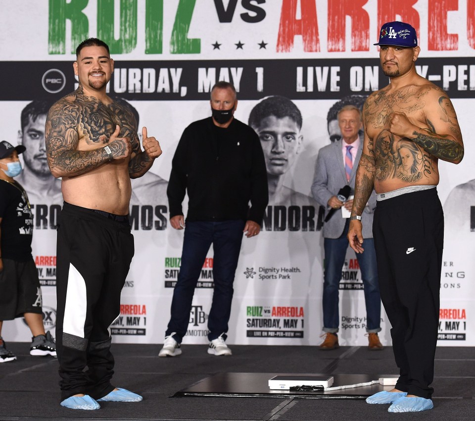 Ruiz Jr and Arreola weighed in for their Saturday showdown