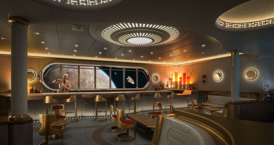 Star Wars: Hyperspace Lounge is crafted to resemble a luxurious yacht with a huge special effects window looking out into space