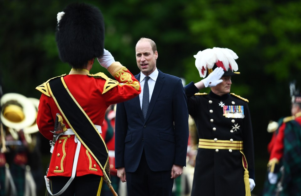 The Duke of Cambridge inspects the Guard of Honour at the Palace of Holyroodhouse