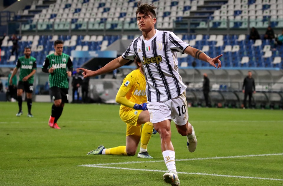 Frontman Paulo Dybala salutes his 100th goal for Juventus, against Sassuolo last Wednesday, having signed from fellow Italian side Palermo in 2015