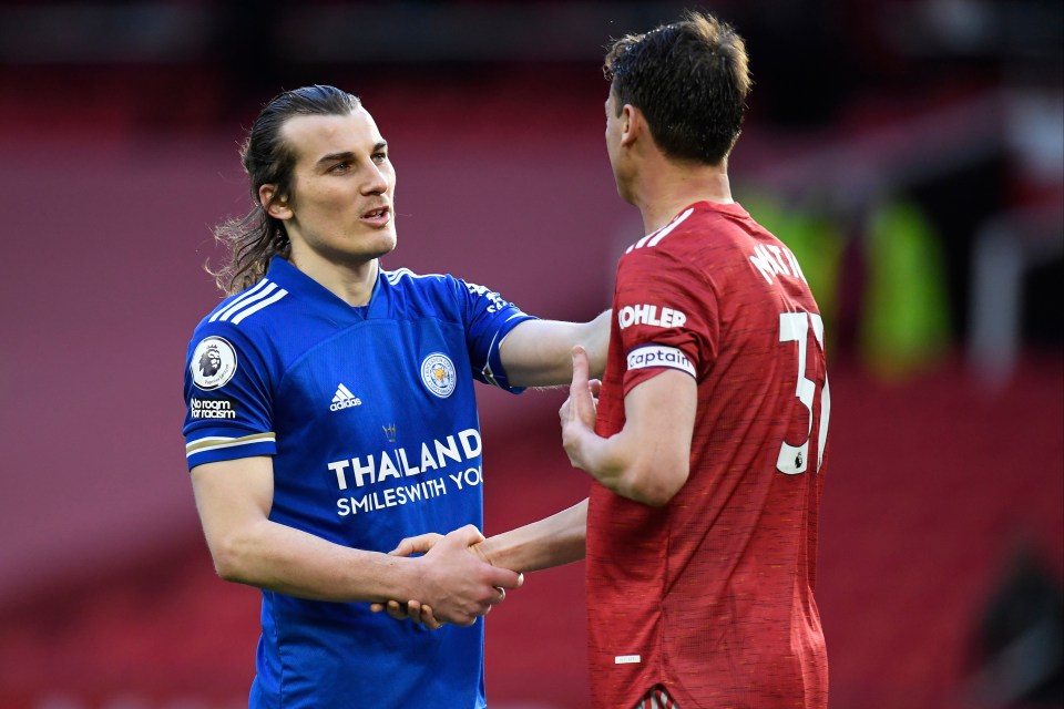 Leicester matchwinner Soyuncu consoles Man Utd skipper on the night Nemanja Matic