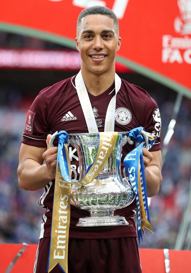 Man of the moment Youri Tielemans rightly gets his hands on the FA Cup