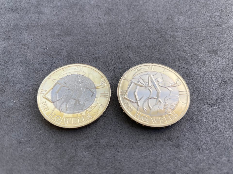 The error coins are easier to spot when you hold it next to a normal £2 coin