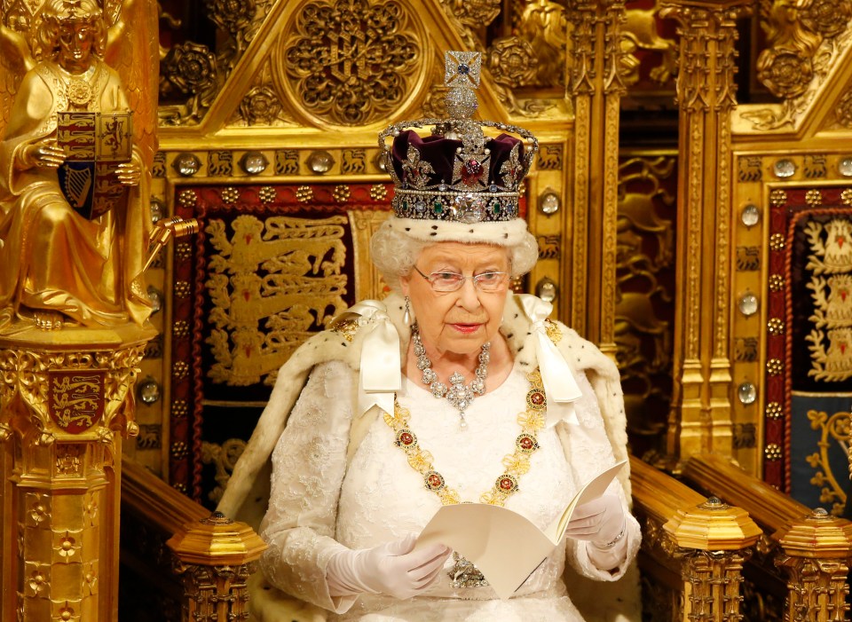 Queen Elizabeth in her ceremonial robes on May 18, 2016