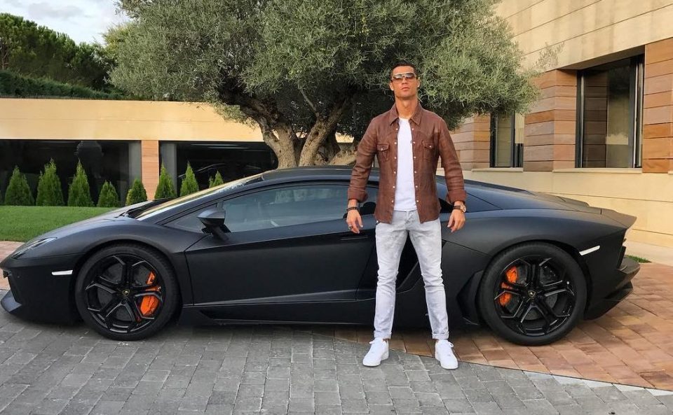 Ronaldo has a matte-black Lamborghini Aventador worth over £200k