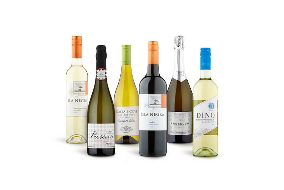 At Asda, you can mix or match any of the bottles in the selection, which includes brands such as Yellow Tail, Martini, Oyster Bay and Freixenet