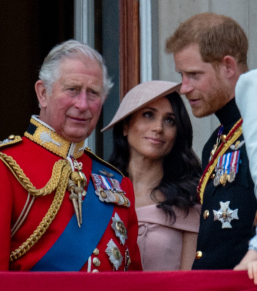 Harry speaking with Prince Charles during Trooping The Colour on June 9, 2018