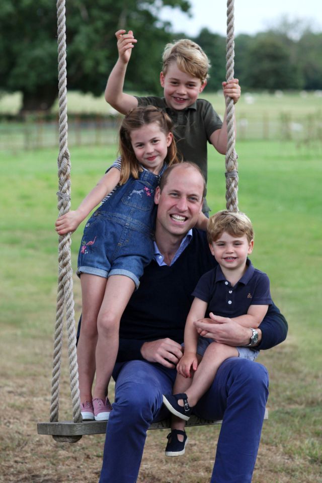 William with his children, George, Charlotte and Louis