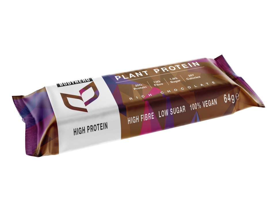 Bodyhero plant-based bars are high in fibre, low in sugar and include antioxidant green-tea extract