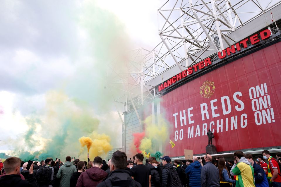 A large protest took place at the home of the Red Devils