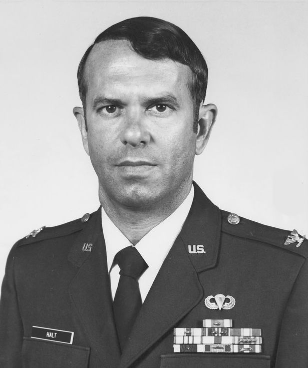 US Airforce colonel Charles Halt, pictured, led an investigation into the incident