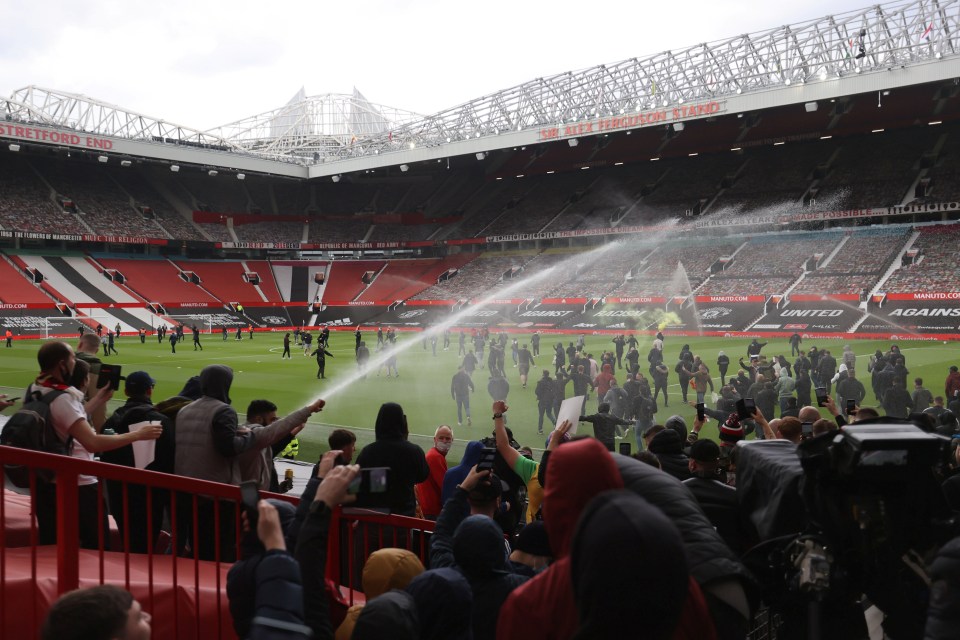 Fans protested inside of Old Trafford