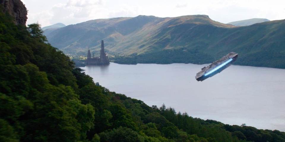 The Millennium Falcon flies over Derwentwater