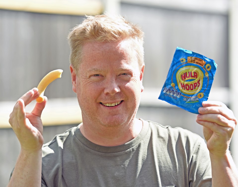 A hungry dad found the world’s biggest hula hoop in a pack of salt and vinegar crisps