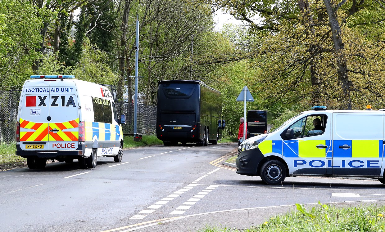 Manchester United's coach was given a police escort to the airport