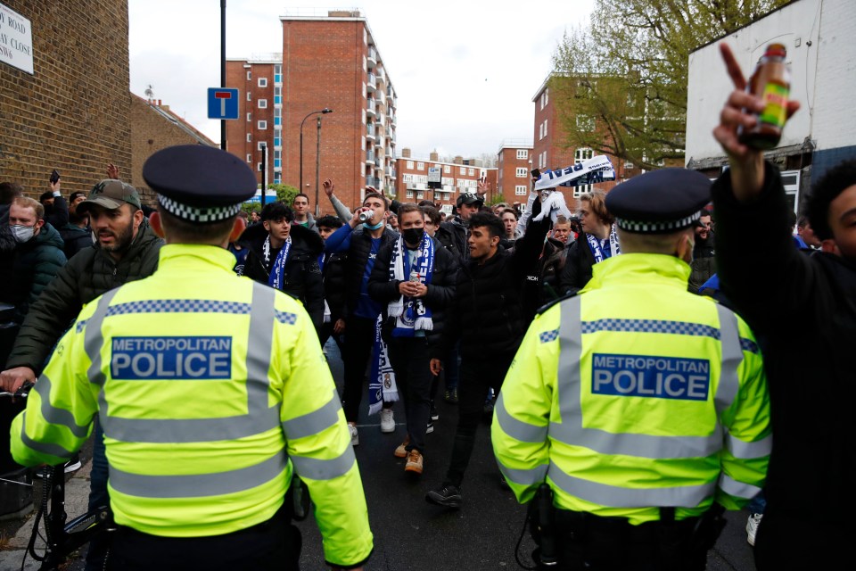 Police kept order among the excited fans