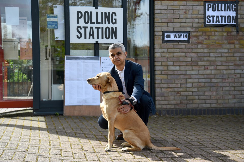 Sadiq Khan headed to the polls with his dog Luna