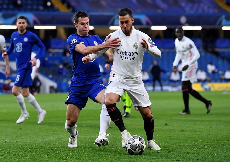 Champions League games could feature under the ambitious plans, pictured Chelsea's Cesar Azpilicueta in action with Real Madrid's Eden Hazard