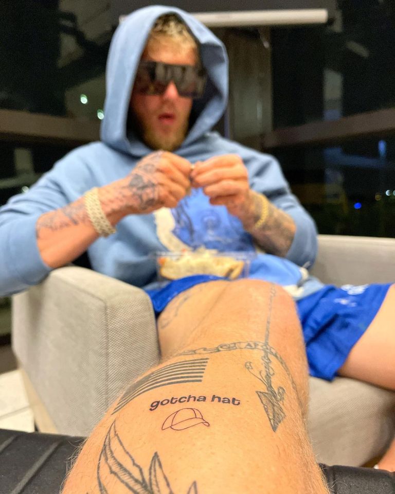 Jake Paul got his new favourite phrase tattooed on his leg