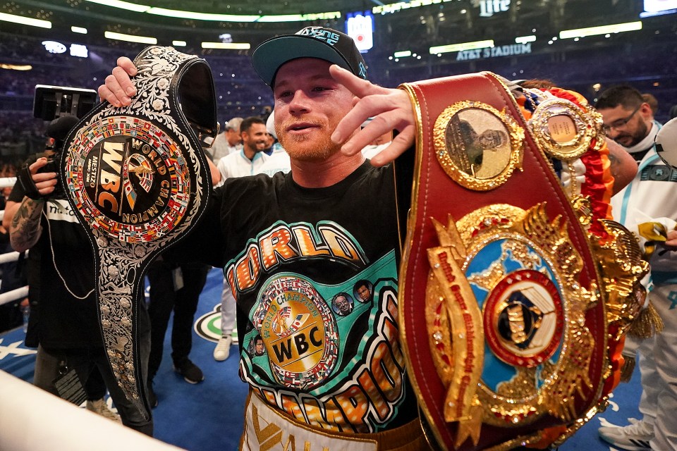 Canelo now finds it difficult to carry all of his super-middleweight world titles and trinkets