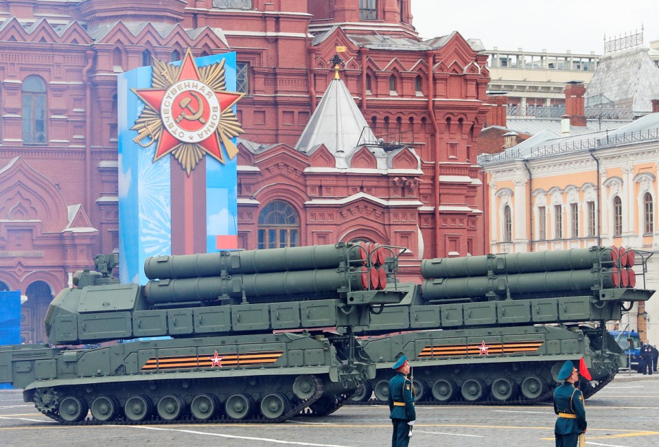 Russian Buk-M3 missile systems drive along Red Square during the military parade