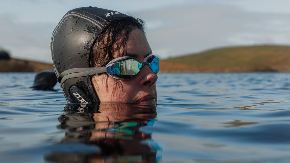 Caroline O'Donnell, 43, a mother of three from Glasgow, who said she has discovered that wild swimming in local lochs has helped her mental health