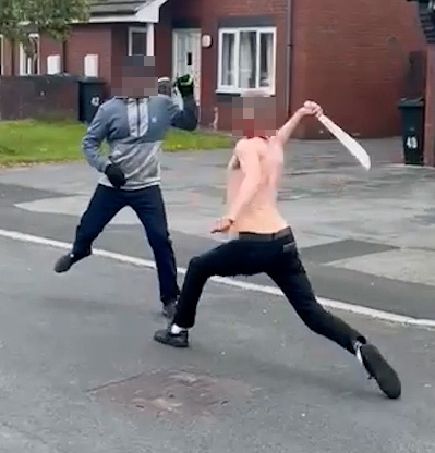 A machete fight taking place in Morecambe, Lancs., this month - violent criminals could soon face longer sentences