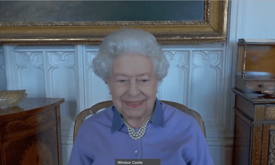 The Queen joked about her age in a video call today