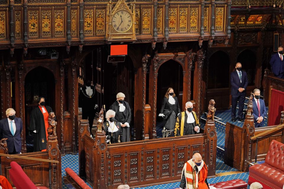 MPs and Lords as the Queen arrived for the ceremony today