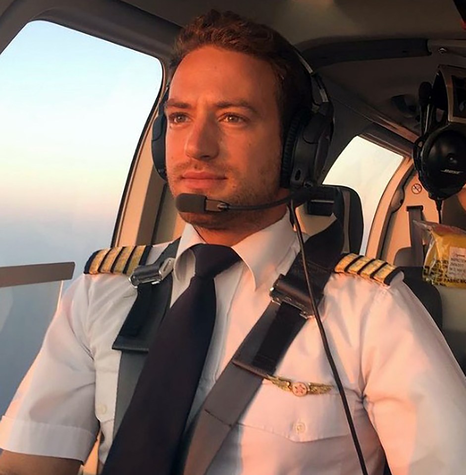 Helicopter pilot Charalambos paid tribute to his "wonderful" wife in an emotional eulogy at Caroline's funeral