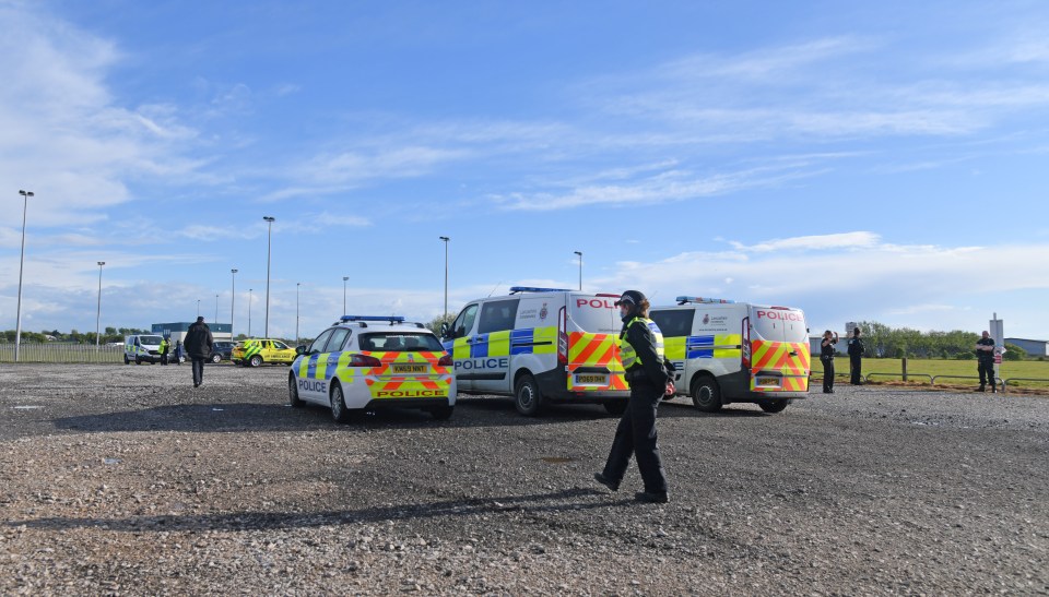 Police at the scene in Blackpool after the lightning strike death