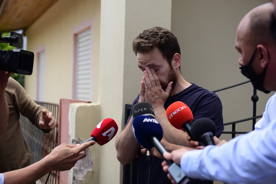 Charalambos Anagnostopoulos outside the house where his wife Caroline Crouch was murdered