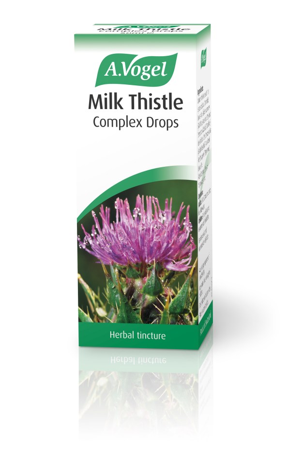 Avogel’s Milk Thistle Complex Drops contains liver-loving milk thistle and tastes of peppermint