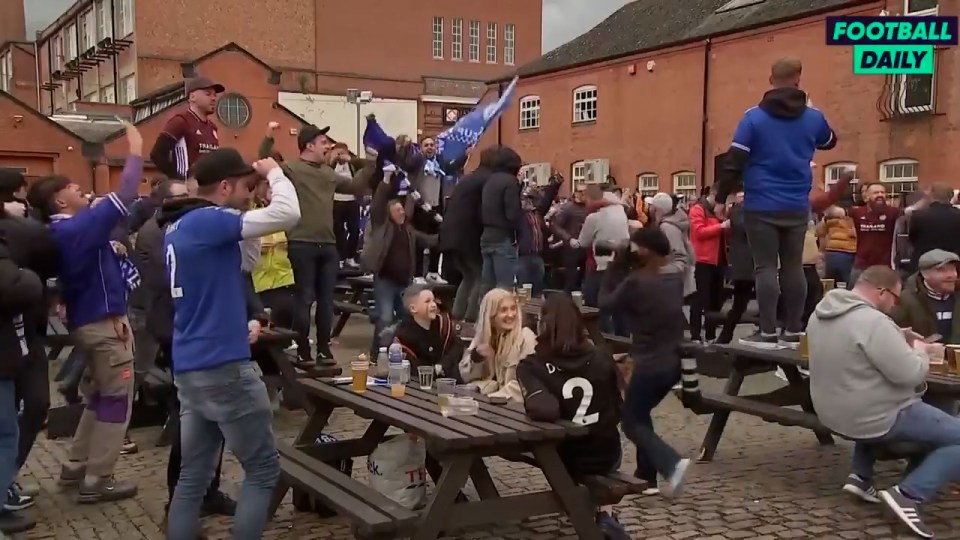 Leicester fans passionately celebrated Ben Chilwell's disallowed goal