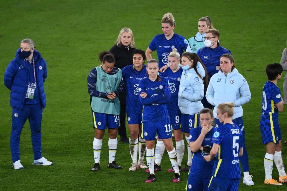 The WSL winners watched on as Barcelona lifted the trophy