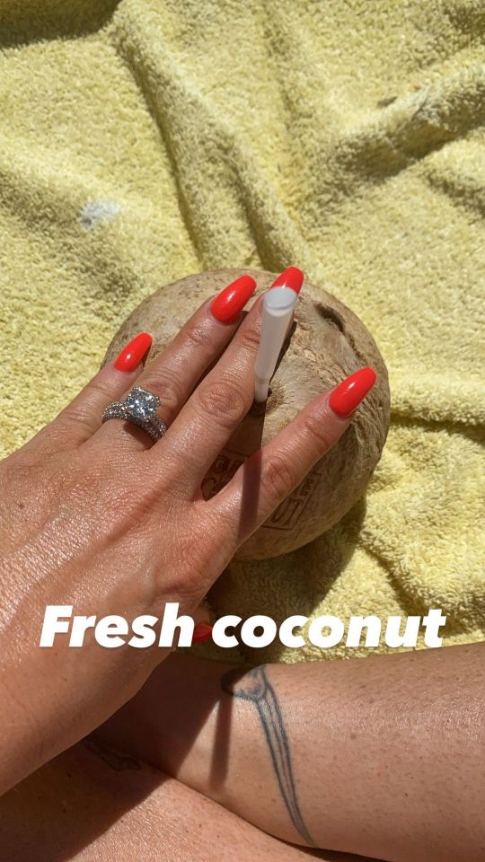 She treated herself to a fresh coconut by the pool yesterday