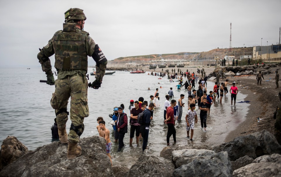 The Spanish Army has cordoned off the area at the border of Morocco and Spain