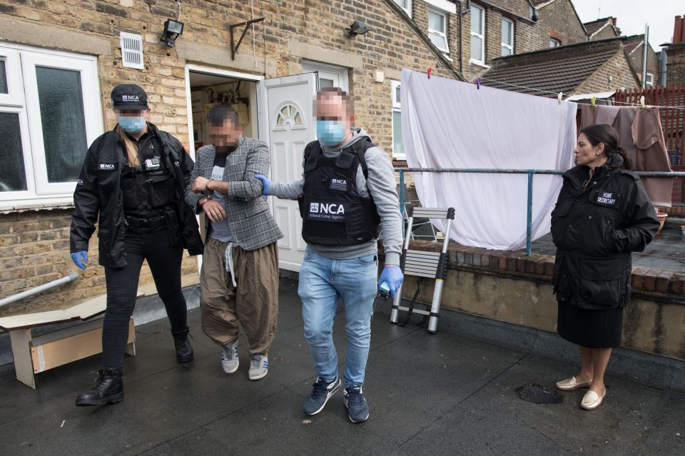 Ms Patel during a National Crime Agency operation at address in east London last week