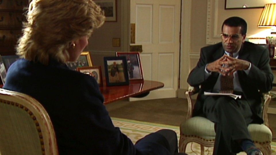 BBC journalist Martin Bashir during the 1995 Panorama interview with Princess Diana