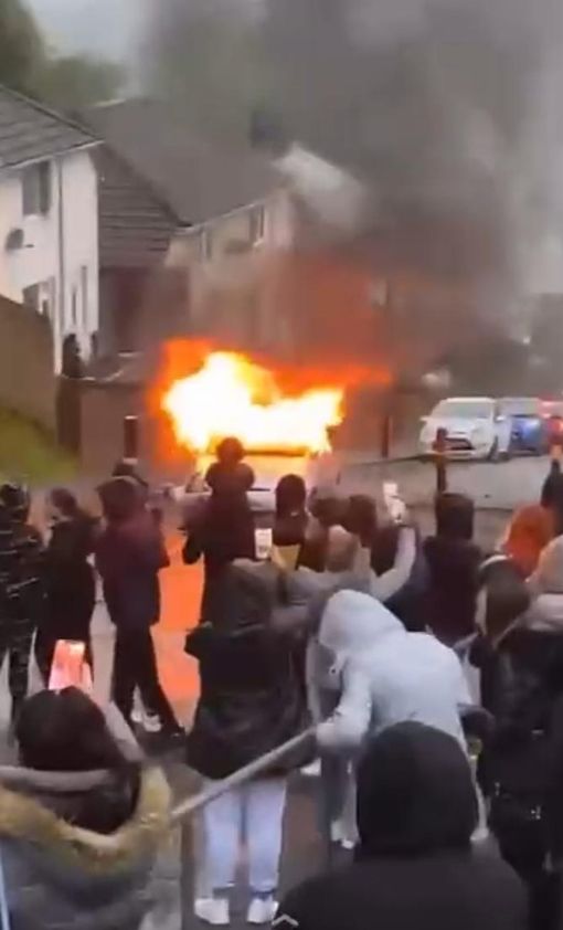 Cars were set on fire during the shocking riot