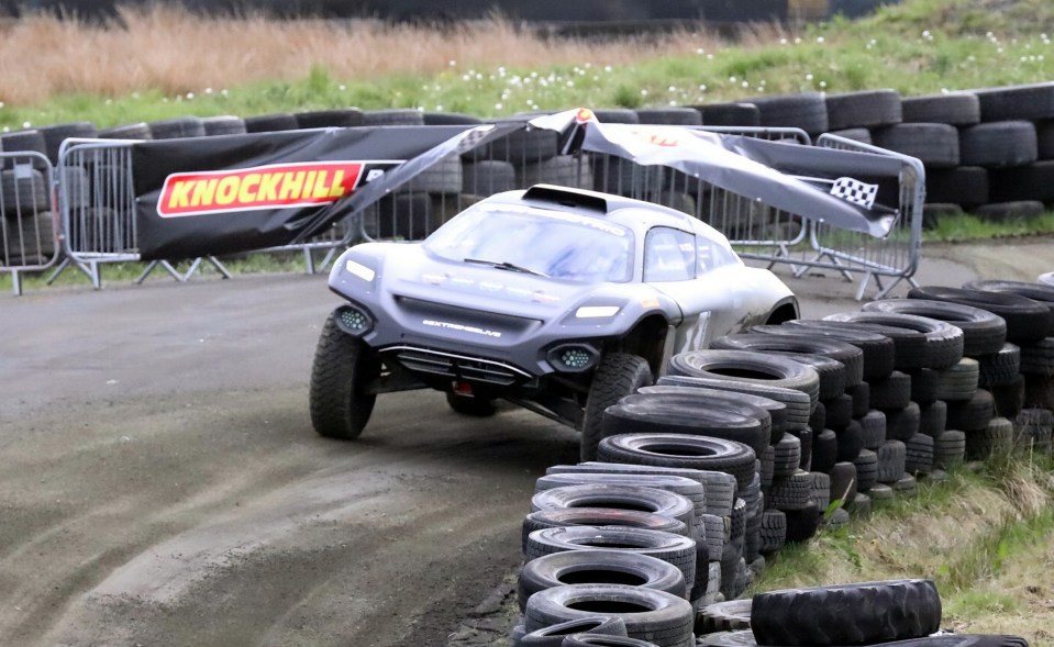 William put the electric racing car through its paces around the Knockhill Racing Circuit