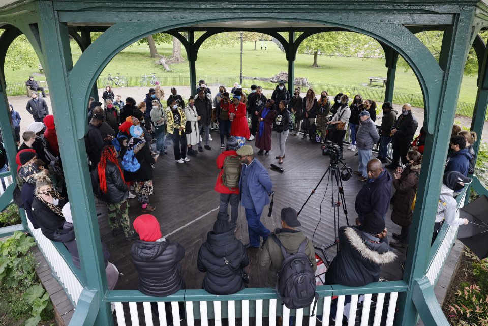 People at Ruskin Park in south London at a vigil for Sasha