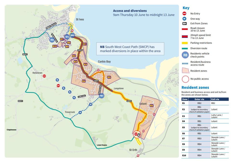 The new restrictions will affect nearby towns of St Ives as well